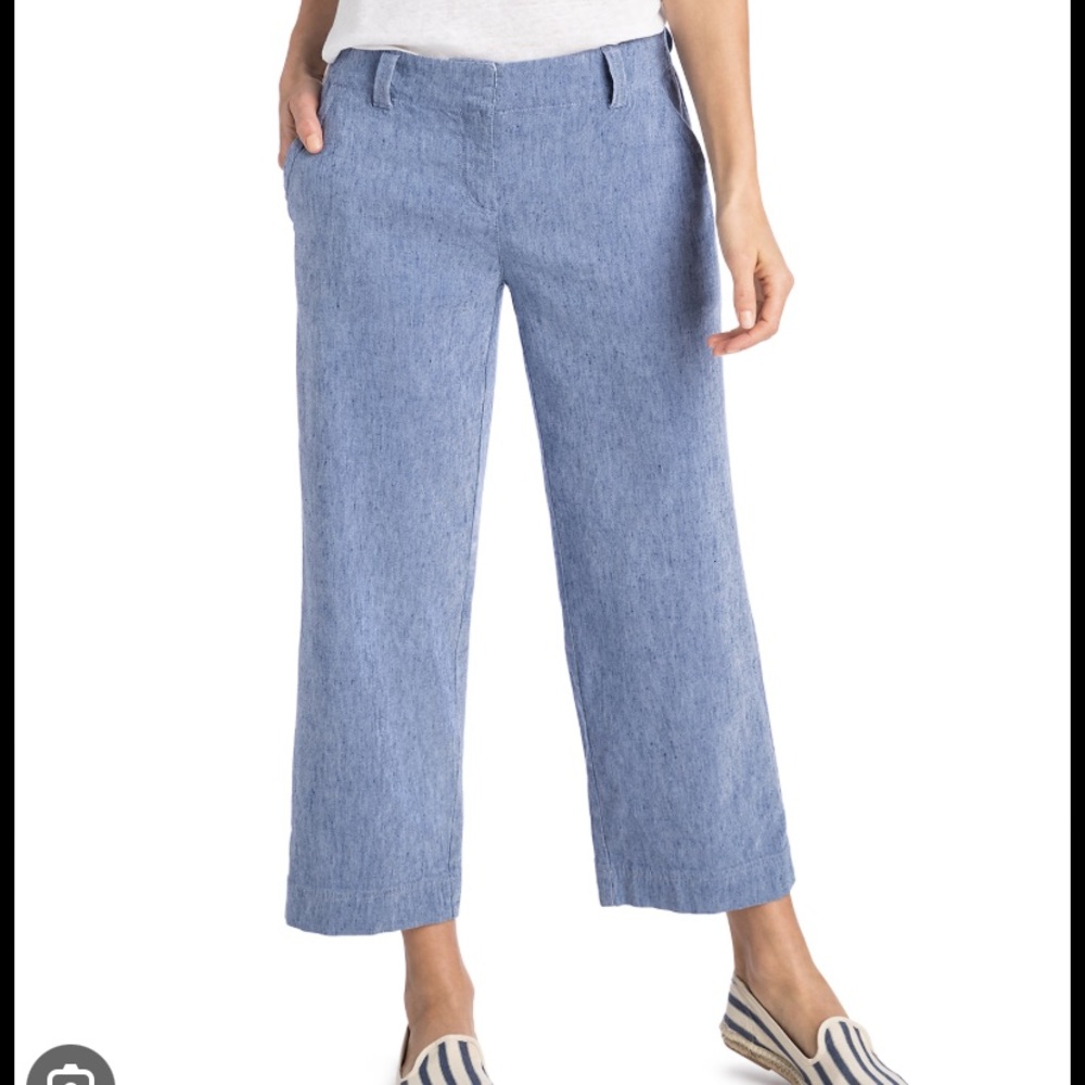 Vineyard Vines Catamaran Ankle Pants in Blue Linen Blend